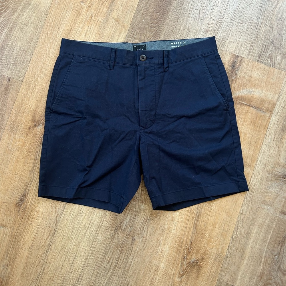 J. Crew Navy Flat-Front Chino Shorts